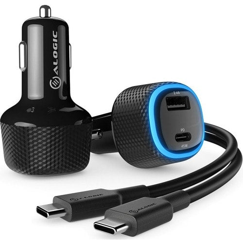 Cargador de coche Alogic Rapid de 2 puertos USB-A + USB-C: 12 W + 45 W de potencia