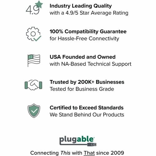 Plugable 4K DisplayPort and HDMI Dual Monitor Adapter with Ethernet for USB 3.0 and USB-C