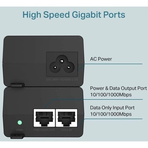 Inyector PoE+ TP-Link: entrada de 120 V CA y 230 V CA