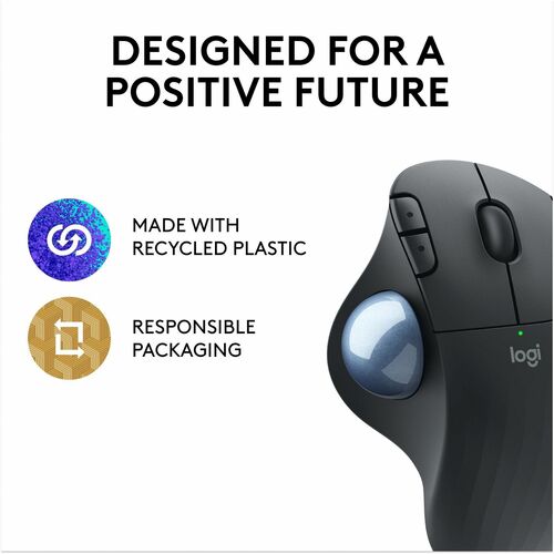 Souris sans fil à boule de commande Logitech ERGO M575 - Contrôle facile par le pouce,