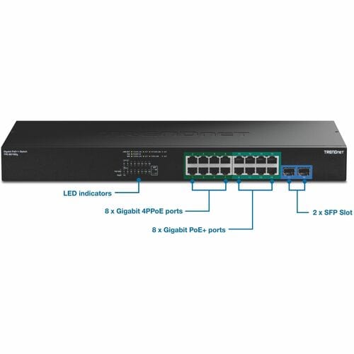 CONMUTADOR GIGABIT 4PPOE DE 18 PUERTOS