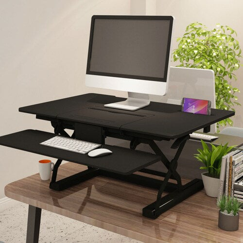 Poste de travail assis-debout de 91 cm (36 po) pour ordinateur portable, hauteur réglable de 12,7 à 43,2 cm (5 à 17 po)
