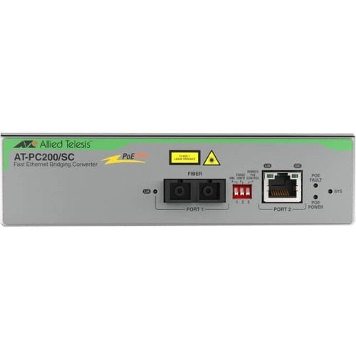 Convertidor de medios de conmutación PoE+ a fibra de Allied Telesis - Red (RJ