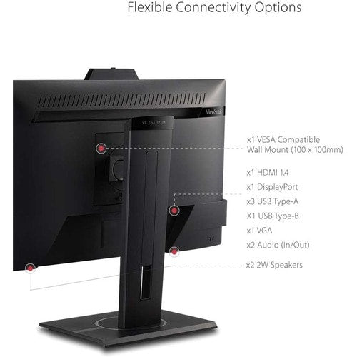 Moniteur LED Full HD ViewSonic Graphic VG2440V 24 pouces avec webcam - 16:9 - Noir