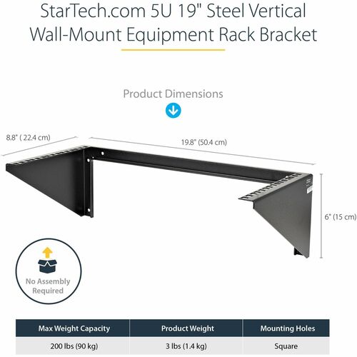 StarTech.com 5U Vertical Wall Mount Rack, 19" Wall Mounting Bracket, O