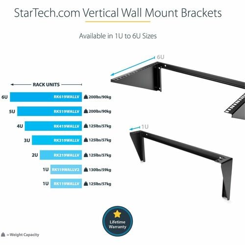 StarTech.com 5U Vertical Wall Mount Rack, 19" Wall Mounting Bracket, O