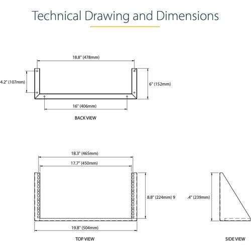 StarTech.com 5U Vertical Wall Mount Rack, 19" Wall Mounting Bracket, O