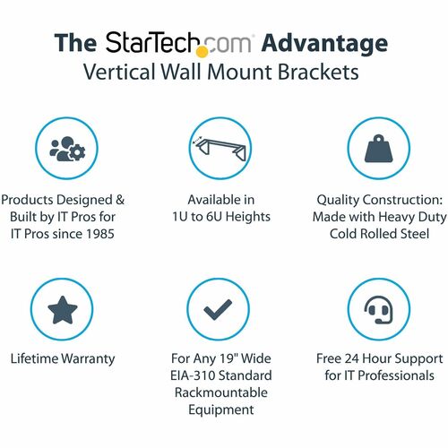 StarTech.com 5U Vertical Wall Mount Rack, 19" Wall Mounting Bracket, O