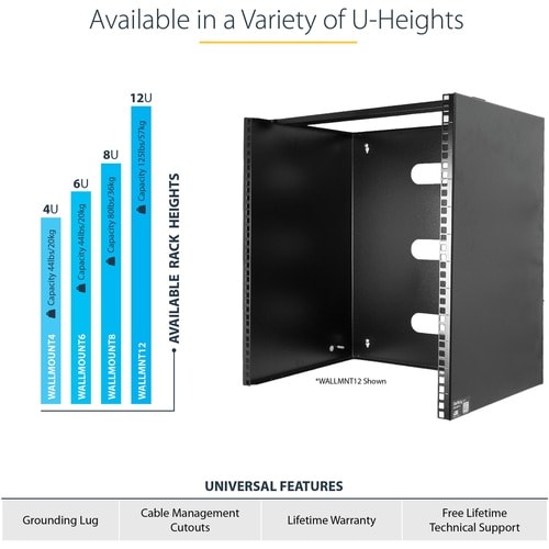 StarTech.com 4U Wall Mount Rack, 14in Deep, 19 inch Wall Mount Network