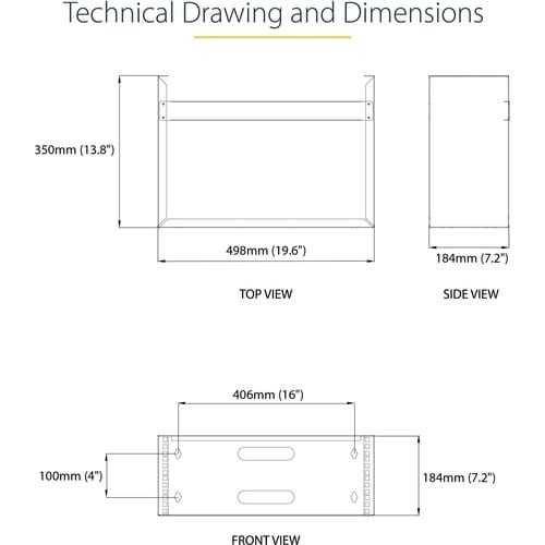 StarTech.com 4U Wall Mount Rack, 14in Deep, 19 inch Wall Mount Network