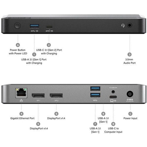 Estación de acoplamiento universal dual 4K ALOGIC con 65 W