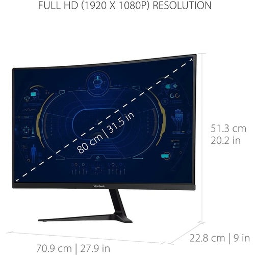 Pantalla Viewsonic de 32", panel MVA, resolución de 1920 x 1080 - 31,5" visibles - Multi