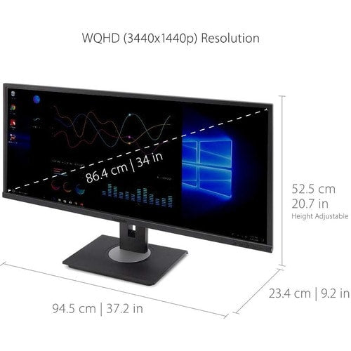 Moniteur LED ViewSonic Graphic VG3456 34" UWQHD - 21:9 - Noir
