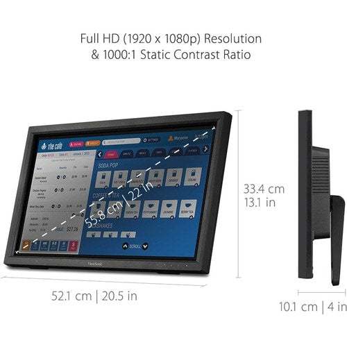 Écran tactile LCD ViewSonic TD2223 22 pouces - 16:9 - 5 ms