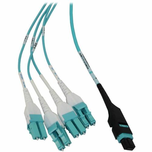 Panneau de fibres préchargé Tripp Lite by Eaton N48M-2M8L4-20 - 4 x Duplex - 1U de hauteur - Aqua, Noir