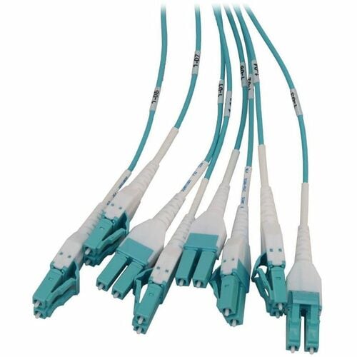 Panneau de fibres préchargé Tripp Lite by Eaton N48M-4L16L-10 - 4 x Duplex - Hauteur 1U - Aqua, Blanc