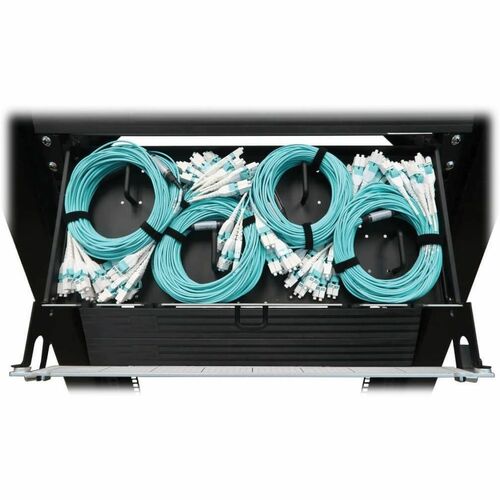 Panel de fibra precargado Tripp Lite by Eaton N48M-4L16L-10 - 4 x dúplex - 1U de alto - Aqua, blanco