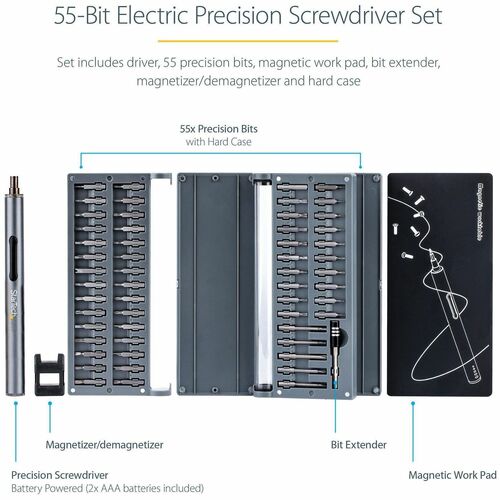 StarTech.com 55-Bit Electric Precision Screwdriver Set