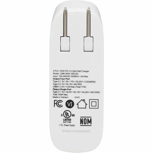 Adaptador de CA U280-W04-100C2G de Tripp Lite by Eaton