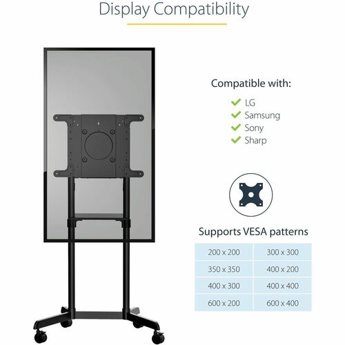 StarTech.com Mobile TV Cart, Portable Rolling TV S