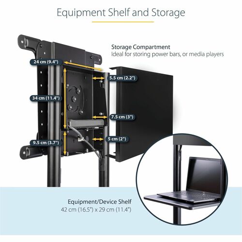 StarTech.com Mobile TV Cart, Portable Rolling TV S