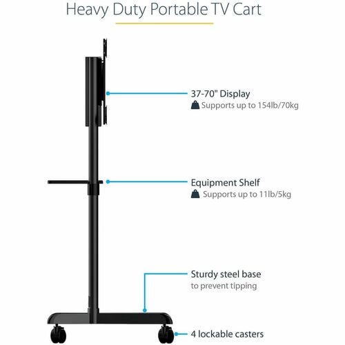 StarTech.com Mobile TV Cart, Portable Rolling TV S