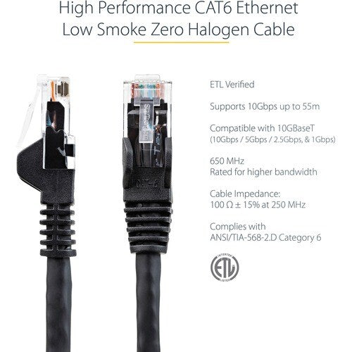 Cable Ethernet CAT6 StarTech.com de 15 m (50 pies), LSZH (baja emisión de humo y libre de halógenos), 10 GB
