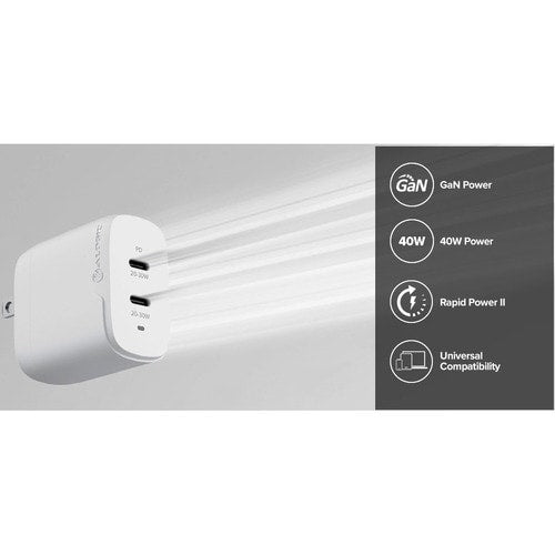 Chargeur ALOGIC 2X40 Rapid Power 40 W GaN - USB