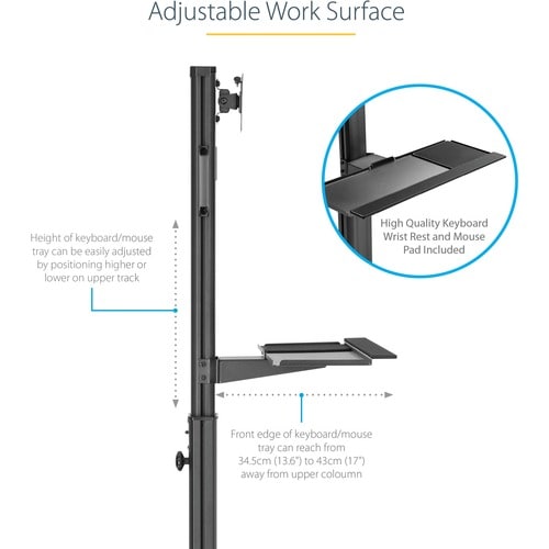 StarTech.com Mobile Standing Workstation with Monitor Mount