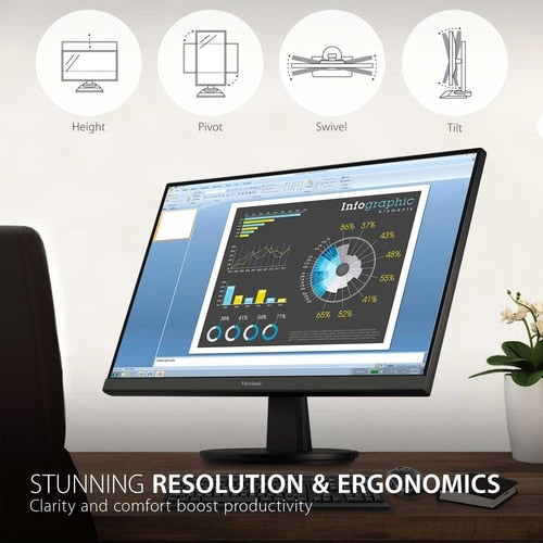 Écran Viewsonic 27 pouces, dalle MVA, résolution 1920 x 1080 - 27 pouces visible - Multi