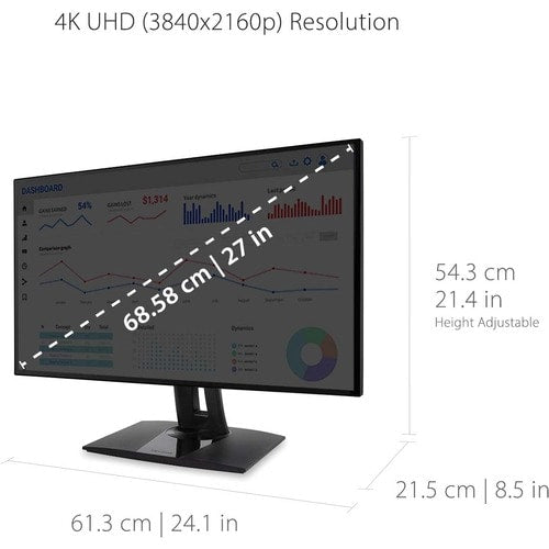 Monitor LED ViewSonic ColorPro VP2768a-4K de 27" con resolución 4K UHD y relación de aspecto 16:9