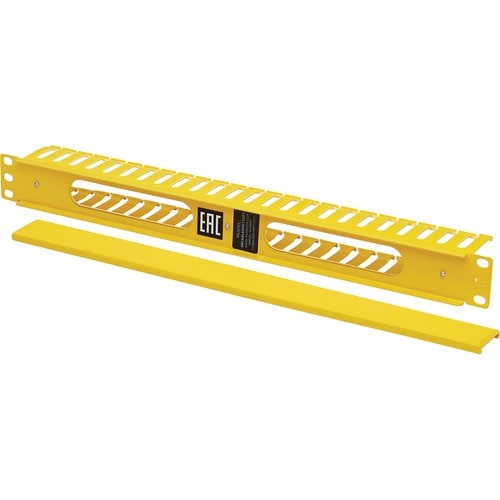 Tripp Lite by Eaton Horizontal Cable Manager - Finger Duct with Cover, Yellow, 1U - Horizo