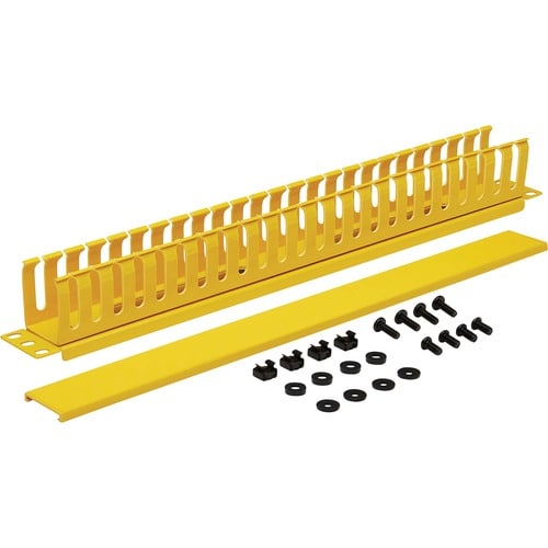 Tripp Lite by Eaton Horizontal Cable Manager - Finger Duct with Cover, Yellow, 1U - Horizo