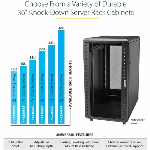 StarTech.com 4-Post 32U Server Rack Cabinet, 19" Data Rack Cabinet for