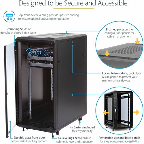 StarTech.com 4-Post 32U Server Rack Cabinet, 19" Data Rack Cabinet for