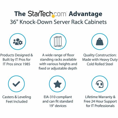 StarTech.com 4-Post 32U Server Rack Cabinet, 19" Data Rack Cabinet for