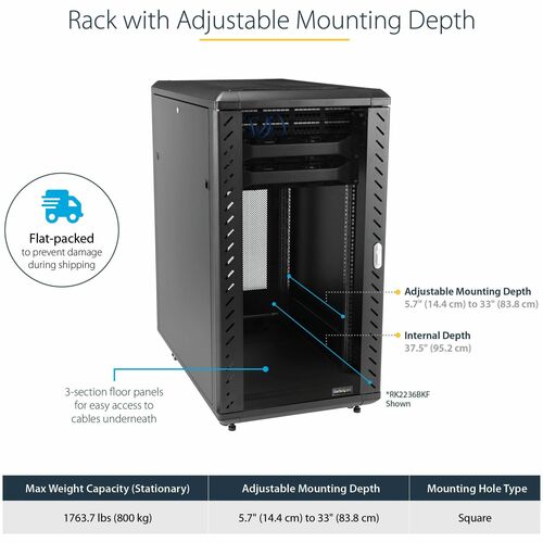 StarTech.com 4-Post 32U Server Rack Cabinet, 19" Data Rack Cabinet for