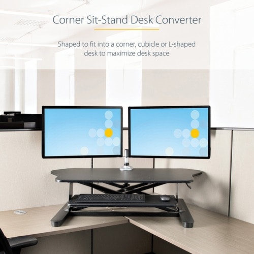 StarTech.com Corner Sit Stand Desk Converter with Keyboard T