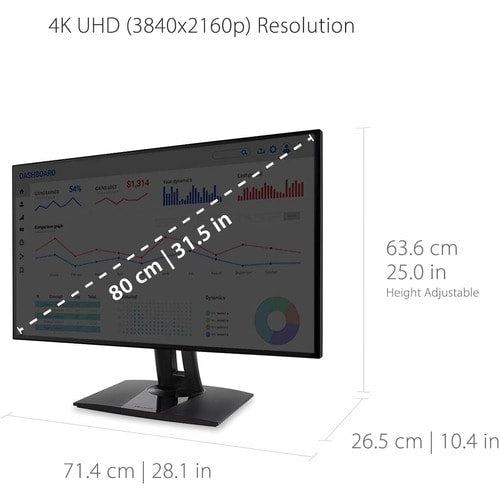 Écran Viewsonic 32 pouces, dalle IPS, résolution 3840 x 2160 - 31,5 pouces visible - en