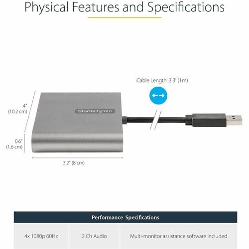 Adaptateur StarTech.com USB 3.0 vers HDMI Quad