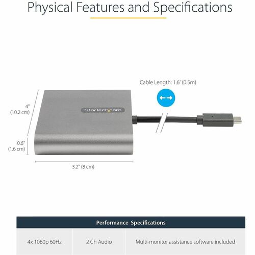 Adaptador USB C a HDMI cuádruple de StarTech.com