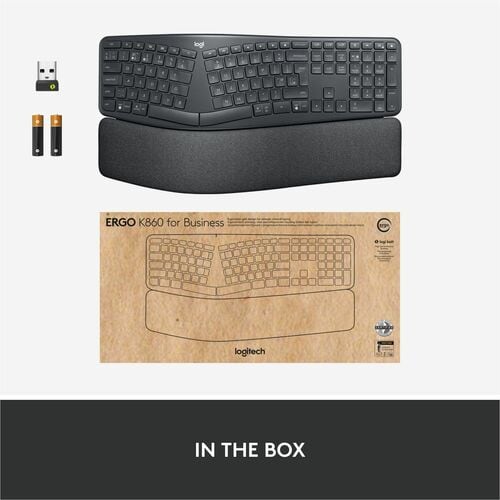 Logitech Ergo K860 for Business (Graphite) - Brown Box - Wireless Connectivity