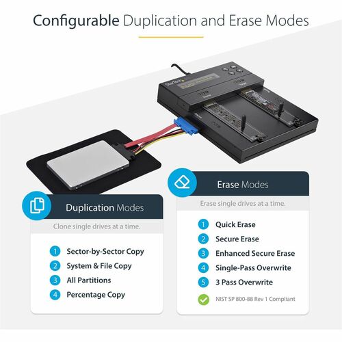 DUPLICATEUR ET EFFACEUR AUTONOME M.2 SATA M.2 NVME HDD/SSD