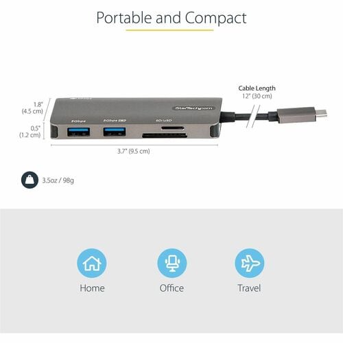 ADAPTADOR MULTIPUERTO USB-C 4K HDMI 100W PD 3.0 PASO A TRAVÉS/SD+MICROSD
