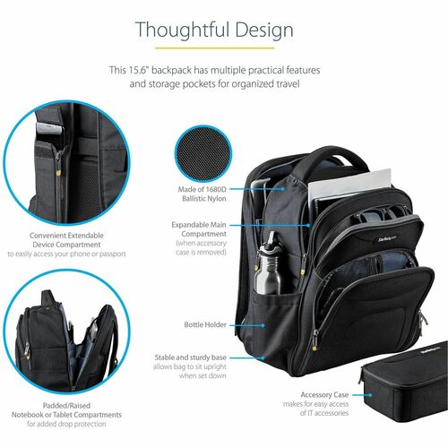 StarTech.com 15.6" Laptop Backpack w/ Removable Ac