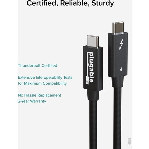 Plugable Thunderbolt 4 Data Transfer Cable - 3.3 ft (1 m) Thunderbolt 4 Data Tra