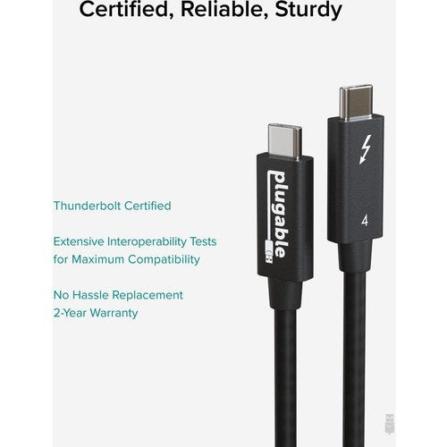 Plugable Thunderbolt 4 Data Transfer Cable - 6.6 ft (2 m) Thunderbolt 4 Data Tra