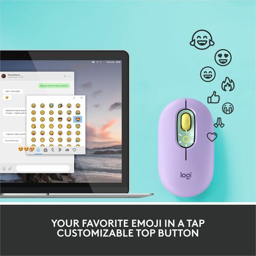 Souris Logitech POP avec emoji - Daydream Mint - Optique