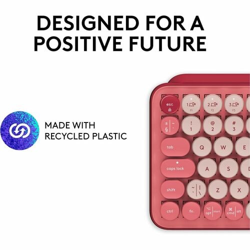 Clavier mécanique sans fil Logitech POP Keys avec touches emoji - Heartbreaker Rose