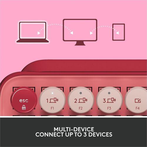 Clavier mécanique sans fil Logitech POP Keys avec touches emoji - Heartbreaker Rose